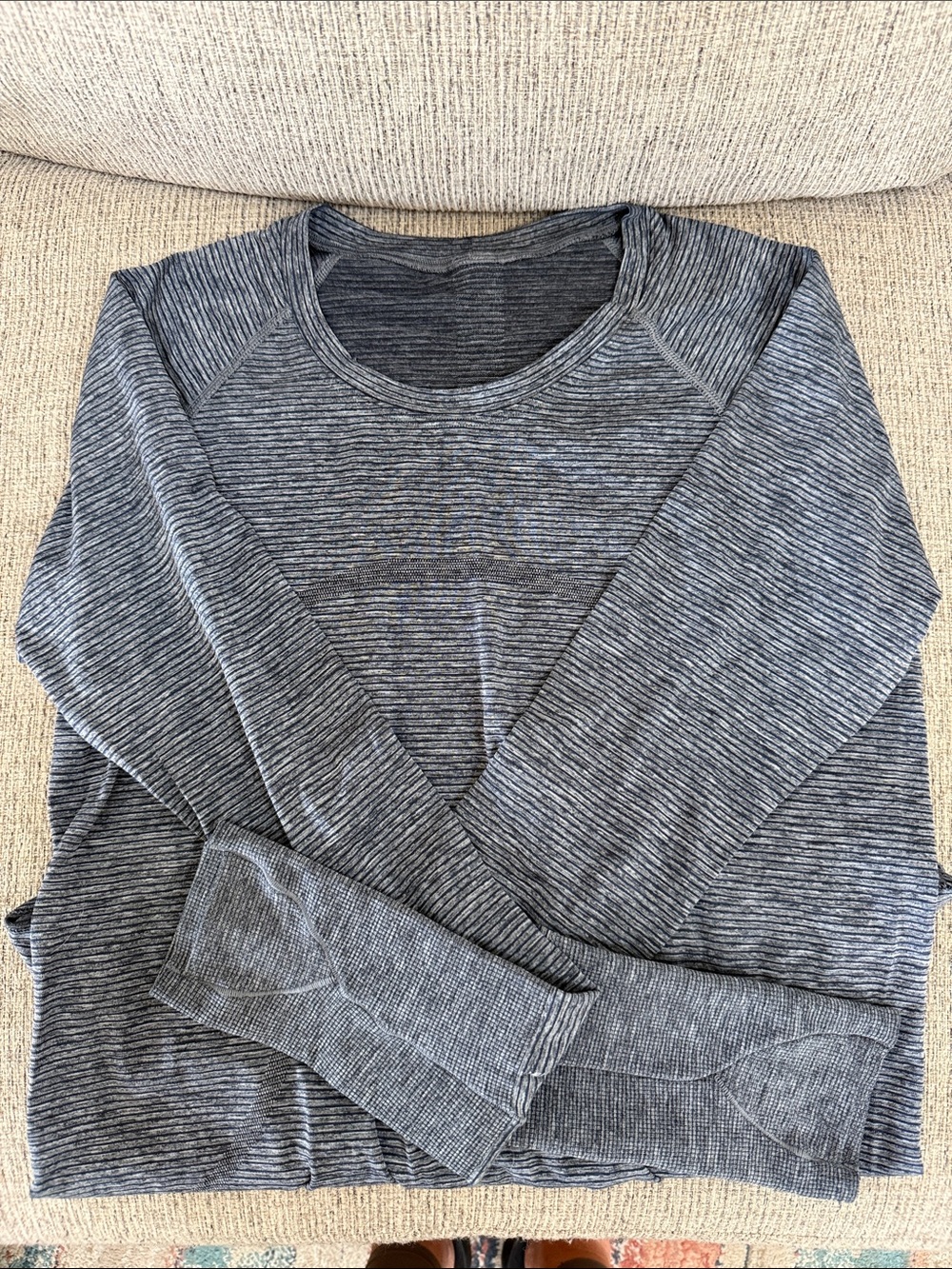 lululemon athletica Heathered Gray Striped Performance Top